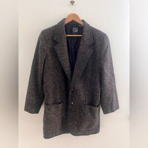 VTG Liz Wear Tweed Wool Blend  Oversized Blazer Coat Blue Gray 12 Liz Claiborne